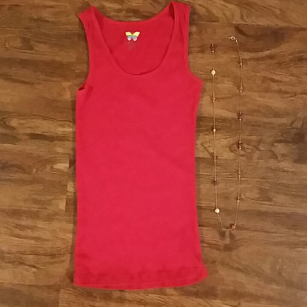 Red Ribbed Tank Top - Picture 2 of 4